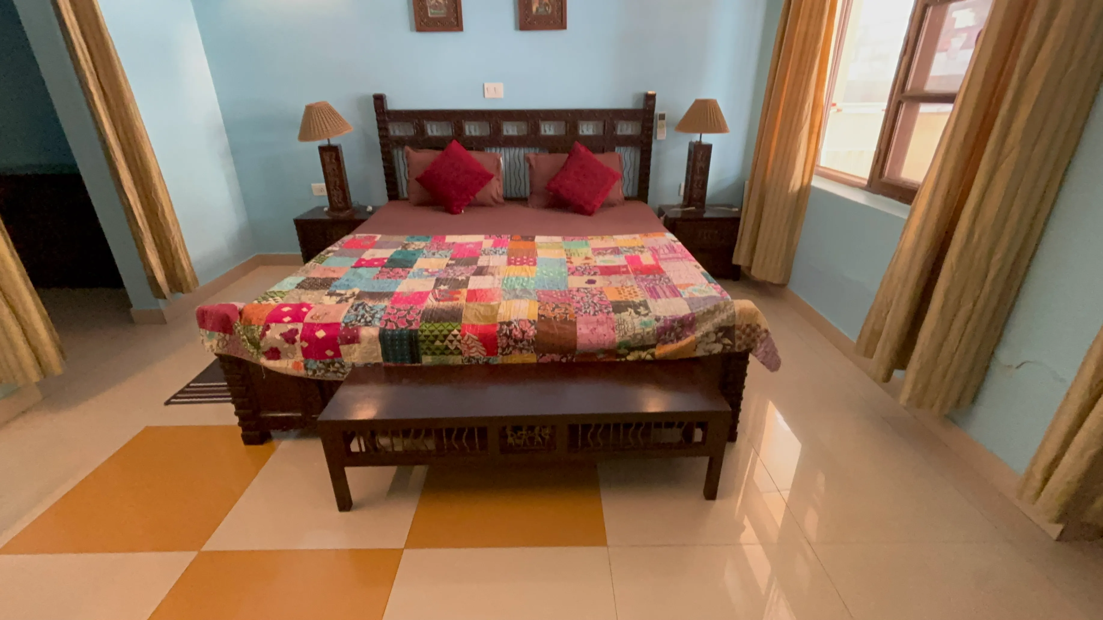 Ayurveda Bhavan Delux Room Bed view