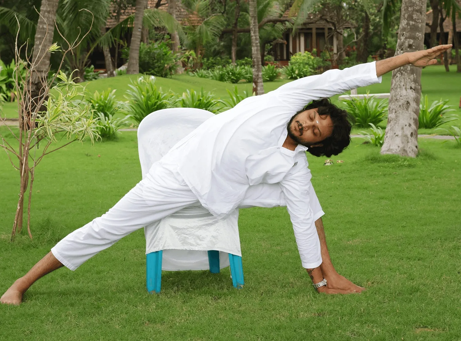 Nattika Beach Ayurveda Resort Yoga at Streatching