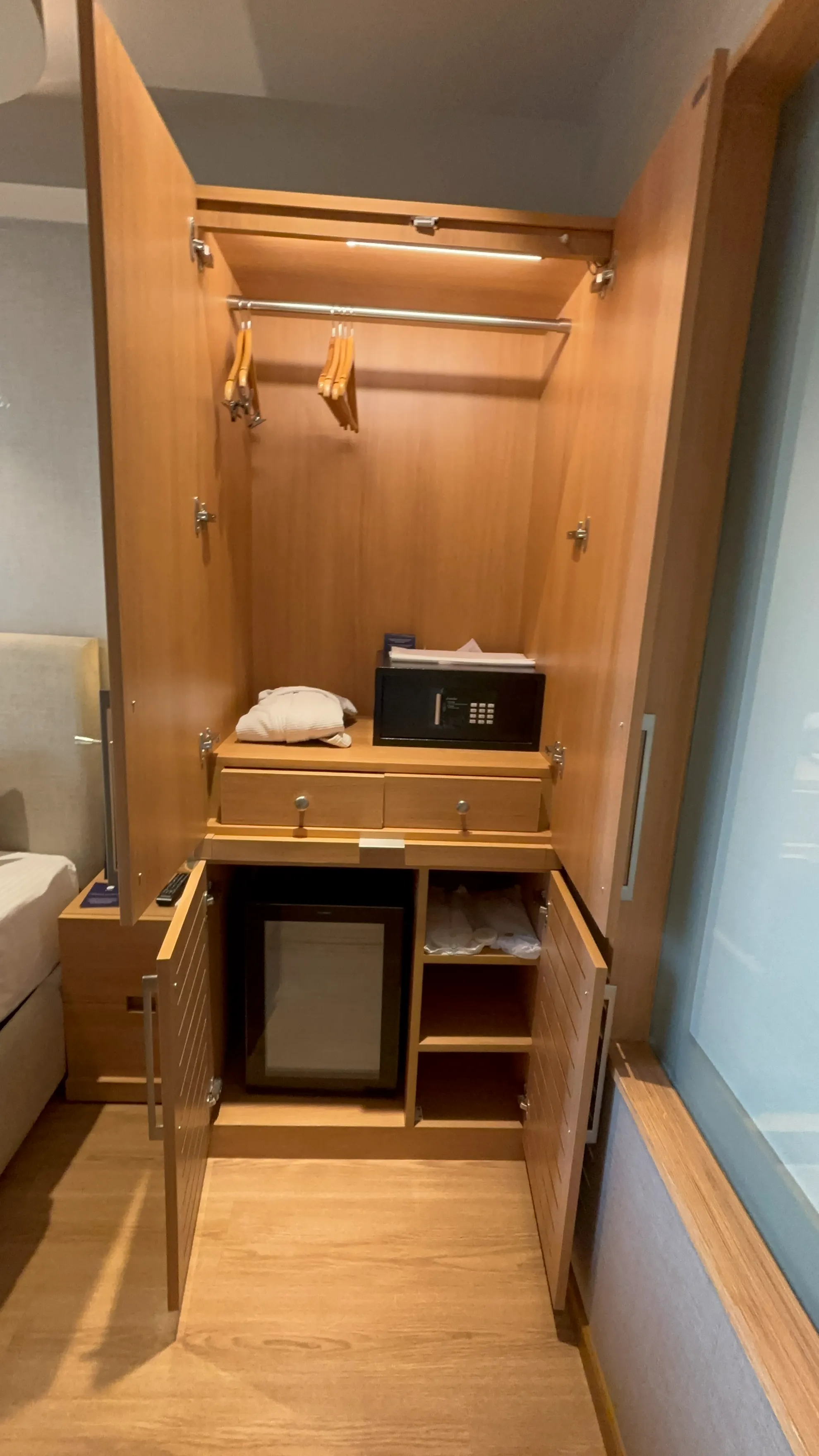 City view room lockers and fridge